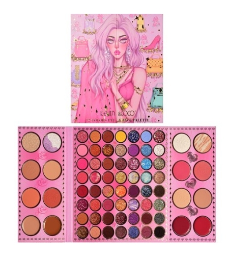 Paleta de farduri Kevin&Coco, 72 de culori, stil pliabil, conturing, iluminator, blush incluse, dreptunghiulara, 22 x 24.5 cm, 490 g, multicolor