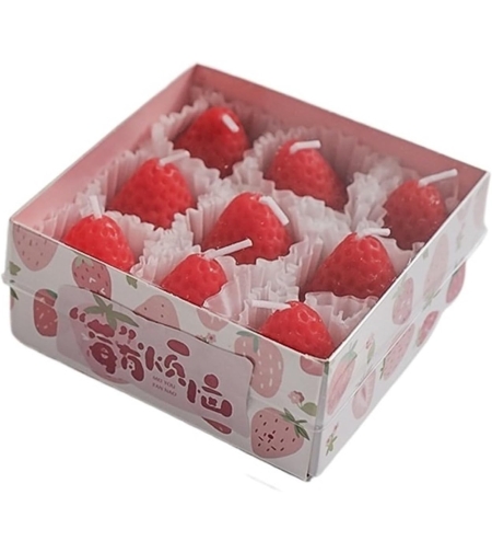 Set 9 Lumanari Parfumate, Flippy, Model Capsunici, Ardere 30 min, 117g, 9.3 x 9.3 x 3.8 cm, Rosu