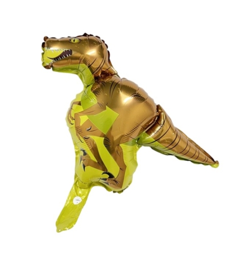 Balon din Folie Metalizata, Flippy, Mini Figurine Dinozauri, Model Velociraptor, Tematica Aniversare, 48x43 cm, Ambalaj Individual, Pai Inclus, Umflare cu Aer sau Heliu, Multicolor