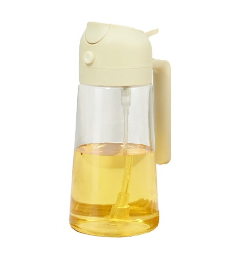 Recipient Ulei 2 in 1, Flippy, Functie Spray & Turnare, din Sticla, Fara Scurgere, 18.5 x 7.7 cm, 470 ml, Alb