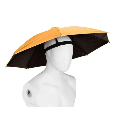 Umbrela de Cap, Flippy, Diametru 69 cm, Banda Elastica de Cap, Protectie UV/Ploaie, Portocaliu