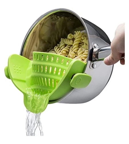 Strecurator Filtru pentru Vase, Flippy, din Silicon Rezistent la Temperaturi Inalte, Universal, Paste, Legume, Fructe, 23x12.5x6.7 cm Verde