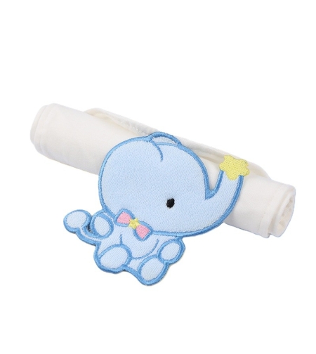 Prosop Absorbant, Flippy, din Bumbac, pentru Bebelusi, 19x28 cm, Model Elefantel, Alb