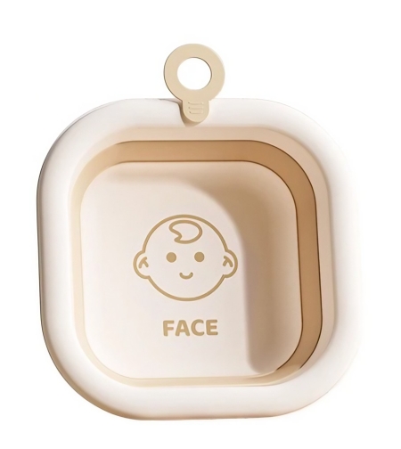 Cada Pliabila pentru Baie pentru Copii, Flippy, Cadita pentru Bebelusi, Model Patrat pentru Fata, Maro, 30x30x3.5 cm, 3.5 L