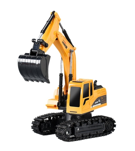 Excavator Jucarie pentru Copii, Flippy, Jucarie Excavator cu Telecomanda, Jucarie de Constructie, Acumulator cu Incarcare USB, 23 x 22 x 9 cm, Portocaliu