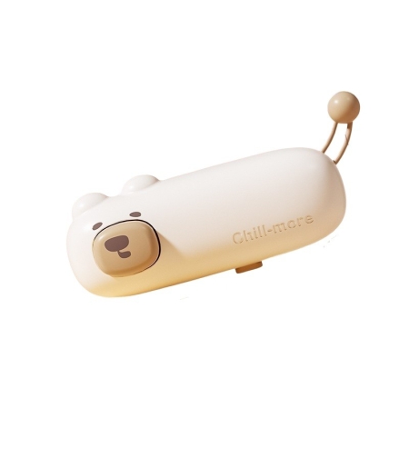 Aparat de Sigilat Ambalaje, Flippy, Incarcare USB Tip C, 400 mAh, 10.2 x 3.7 x 4.3 cm, Model Ursulet, Maro