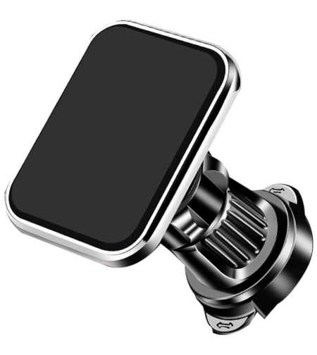Suport Auto pentru Telefon, Flippy, MagSafe, cu Magnet, Prindere Grila de Ventilatie, Detalii Fine, Rotativ 360 de Grade, Plastic Magnet Silicon, 5.1x3.9 cm, Negru Argintiu