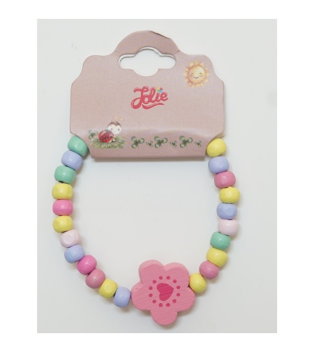 Martisor Bratara Curcubeu pentru Copii, Elastica, din Lemn, Model 7