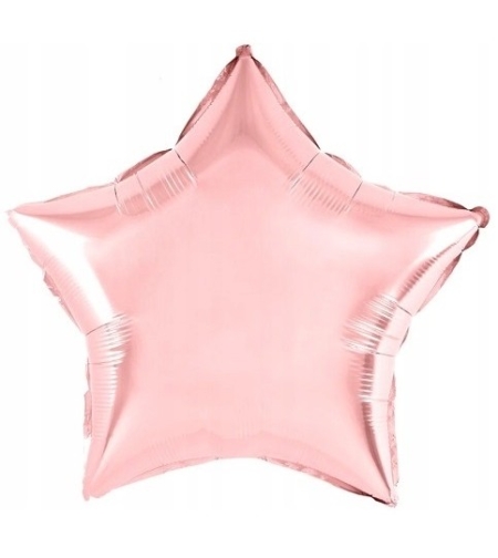 Balon din Folie Metalizata, Flippy, Figurina Stea, Model Simplu, Tematica Aniversare, 40 cm, Ambalaj Individual, Pai Inclus, Umflare cu Aer sau Heliu, Rose