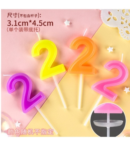 Lumanare Tort, cifra 2, Flippy, Culoare Random