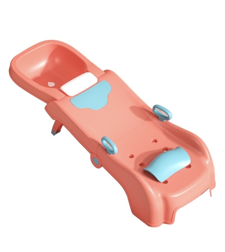 Suport Pliabil pentru Spalat Parul Flippy, Pentru Copii, cu Scurgere, cu Picioare Antialunecare, Material Polipropilena, Suport Cap Reglabil, cu Manere, 110 x 35 x 21 cm, Roz