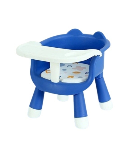 Scaun de Masa pentru Copii, Flippy, 2 in 1, Tavita Detasabila, Spatar Ergonomic, +6 Luni, Inaltime 36 cm, Albastru