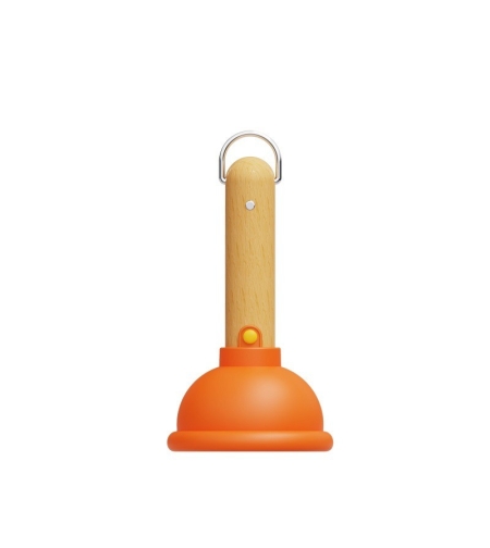 Lampa Nocturna, Flippy, Model Ventuza de Toaleta, Alimentare USB, din Lemn si Silicon, 16 x 9 cm, Portocaliu