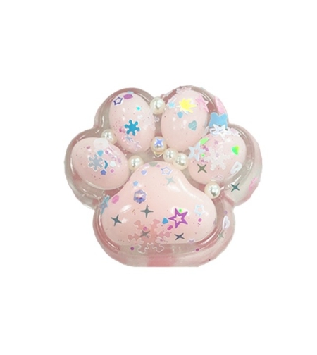 Jucarie Antistres Squishy, Flippy, cu Revenire Lenta, Squeeze Pinch Family, Model Cat Paw, Model cu Perlute, Ambalaj Transparent, Multicolor