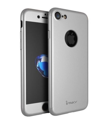 Husa Apple iPhone 7 IPAKY Full Cover 360 Argintiu + Folie Cadou
