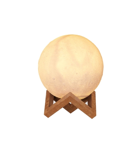 Lampa de veghe in forma de luna 3D Moon Light Alb Cald, alimentare baterii, stand plastic inclus, 8 cm, Flippy