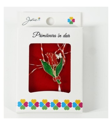 Martisor Brosa Mica in Cutie, Dimensiune Brosa 2.5-3 cm, Material Metal, Model Lalea