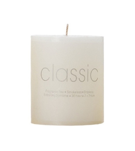Lumanare Decorativa, Flippy, din Parafina, Cilindrica, Fara Fum si Fara Parfum, 7 x 7 cm, 260 g, Ardere 36h, Ivory Alb