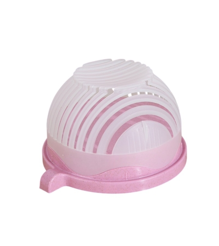 Bol Feliator pentru Salata, Flippy, Castron Multifunctional pentru Legume si Fructe, pentru Spalat si Taiat Legumele, cu Scurgere si Tocator, Ergonomic, Protectie pentru Maini, 21x18.5x11.5 cm, Roz