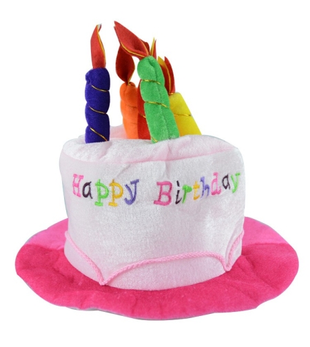 Palarie Happy Birthday, Flippy, Accesoriu pentru Petrecere, Model Tort, Tematica Aniversare, 60x60x55 cm, Roz