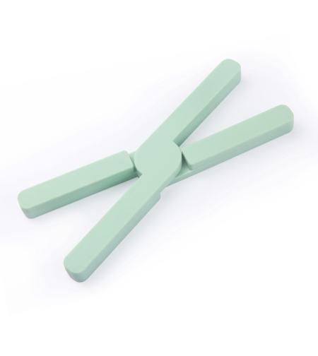 Suport pliabil din silicon pentru vase fierbinti Flippy, portabil, usor de depozitat, rezistent la temperaturi foarte ridicate, 14.5 x 7.5 x 1.6 cm, antialunecare, verde