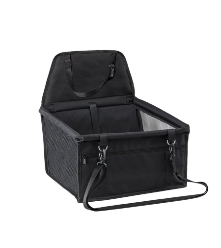 Scaun Auto pentru Animalele de Companie, Flippy, Cos Auto pentru Animale, cu Prindere de Scaun si Centura de Siguranta, 41 x 34 x 28 cm, Negru