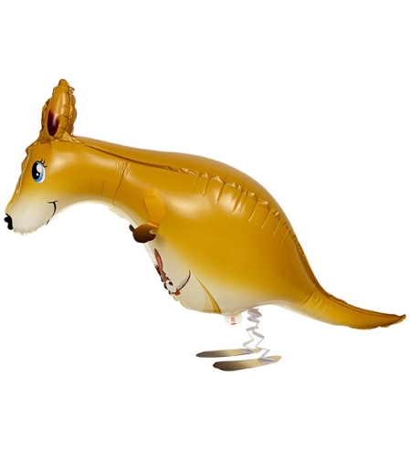 Balon din Folie Metalizata, Flippy, Figurina Animata, Model Cangur, 102x34 cm, Ambalaj Individual, Pai Inclus, Umflare cu Aer sau Heliu, Maro