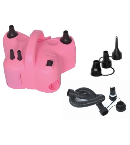 Pompa Electrica de Umflat Baloane, Flippy, cu Doua Iesiri, Accesorii Incluse, 220V, Putere 600W, Accesorii petrecere, Roz