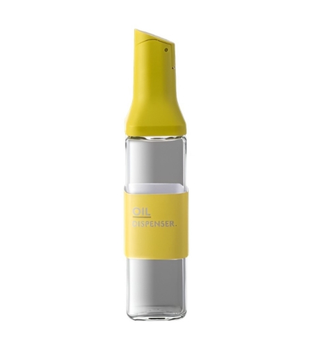 Dispenser pentru Ulei, Flippy, Deschidere si Inchidere Automata a Rezervorul, cu Inductie Gravitationala, 500 ml, 29.5x6x6 cm, Galben