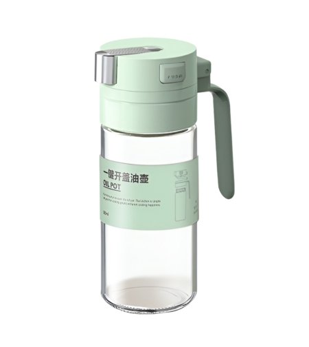Dispenser pentru Ulei, Flippy, Deschidere si Inchidere Automata a Rezervorul, cu Inductie Gravitationala, 550 ml, 12x7.6x20.5 cm, Verde