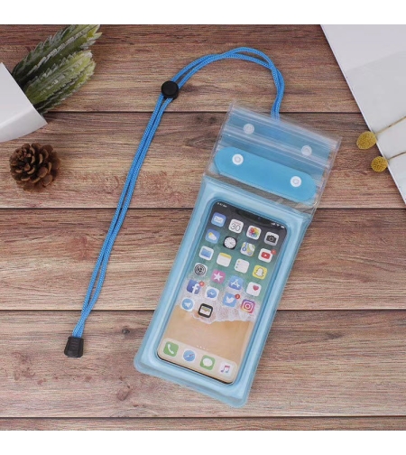 Husa subacvatica Zip Waterproof Flippy, Snowproof, Universala, Impermeabila, cu Snur, pentru telefon sau documente, Bleu