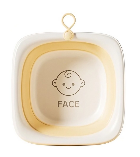 Cada Pliabila pentru Baie pentru Copii, Flippy, Cadita pentru Bebelusi, Model Patrat pentru Fata, Galben, 32x27.5x3.7 cm, 4 L