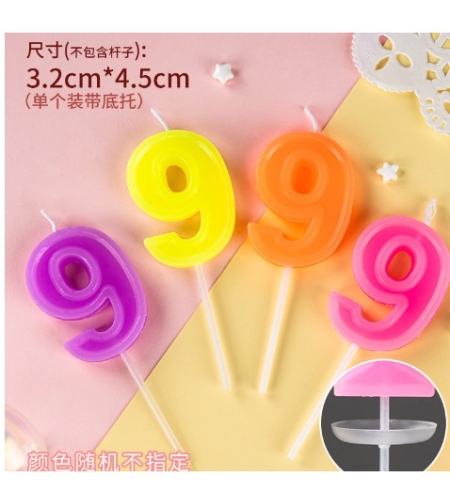 Lumanare Tort, cifra 9, Flippy, Culoare Random
