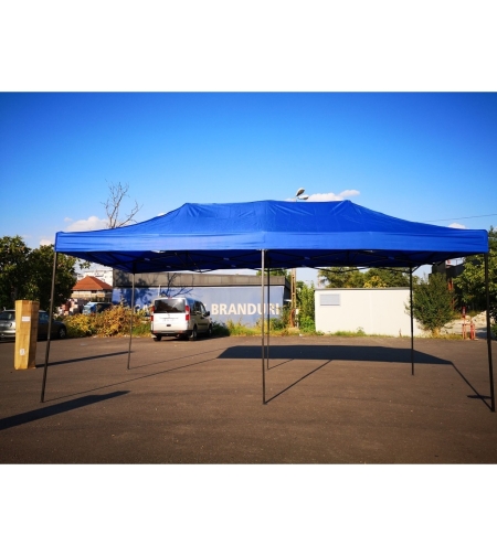 Cort Pavilion 3x6m Albastru Pliabil Cadru Metal pentru Curte, Gradina, Evenimente