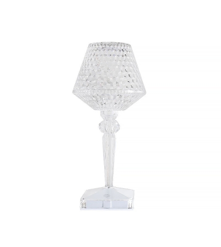 Lampa de birou pe LED RGB 16, Flippy, dimmer tactil, 3 nivele de intensitate, incarcare USB, 3W, Cristal Acrilic, cu telecomanda, forma pahar, transparent