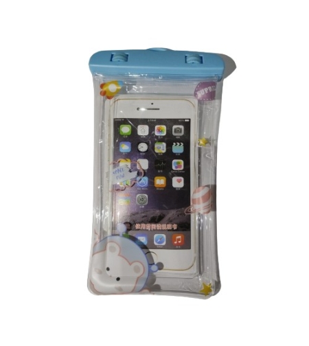 Husa subacvatica Fruity Waterproof Flippy, Snowproof, Universala, Impermeabila, cu Snur, pentru telefon sau documente, Model 1, Albastru deschis