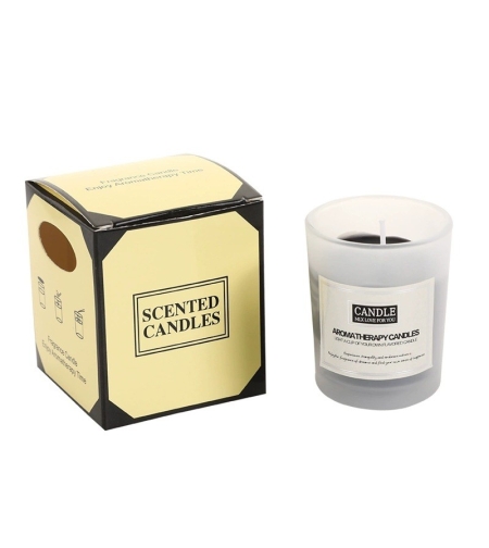 Lumanare Parfumata, Flippy, Model Borcan Translucid, 6.2 x 5.2 cm, Aroma de Lemn de Santal, Negru