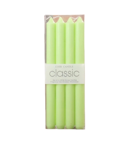 Set 4 Lumanari, Flippy, pentru Suport de Masa, Fara Miros si Fum, din Parafina, 2.2 x 25 cm, Verde
