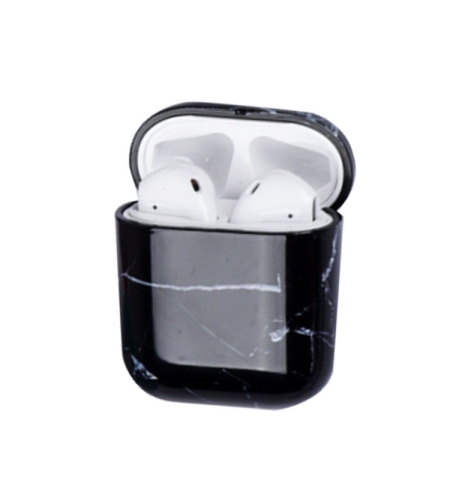 Husa AirPods cu Inel Prindere Marble Negru