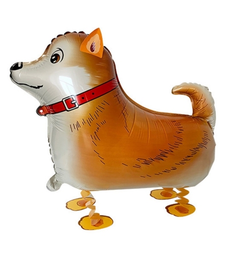 Balon din Folie Metalizata, Flippy, Figurina Animata, Model Catel, 59x44 cm, Ambalaj Individual, Pai Inclus, Umflare cu Aer sau Heliu, Maro inchis