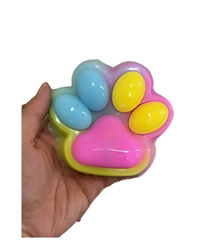 Jucarie Antistres Squishy, Flippy, cu Revenire Lenta, Squeeze Pinch Family, Model Cat Paw, 12.5x10.5 cm, 220g, Ambalaj Transparent, Model 027, Multicolor
