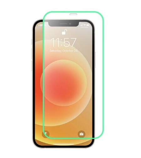 Folie Sticla Securizata Flippy,  Luminous, compatibila cu Apple iPhone 12 Pro, Margine fosforescenta verde