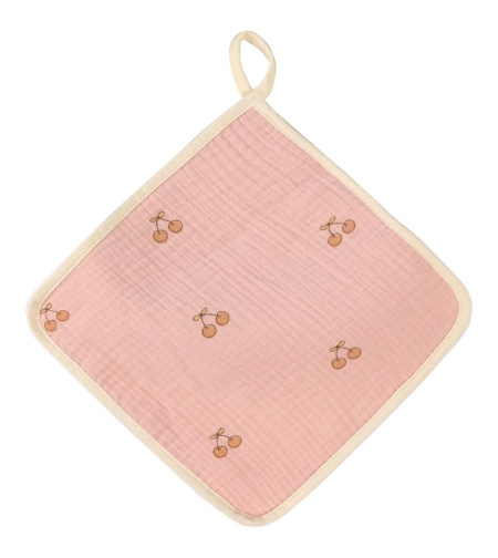 Prosop Absorbant, Flippy, din Bumbac, 25 x 25 cm, Model Cirese, cu Agatatoare, Roz