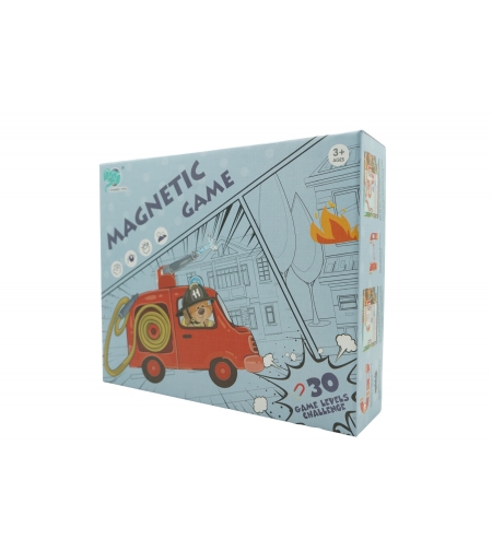 Joc educativ magnetic de interconectare, micul pompier, 15 nivele, 9 carti, pentru copii, +3 ani, multicolor