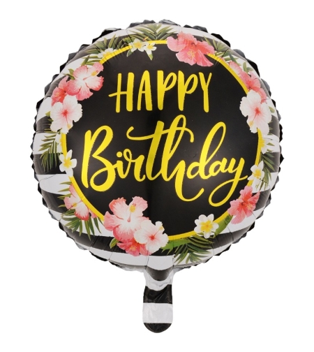 Balon din Folie Metalizata, Flippy, Figurine, Model 4, Happy Birthday, Tematica Aniversare, 45 cm, Ambalaj Individual, Pai Inclus, Umflare cu Aer sau Heliu, Multicolor