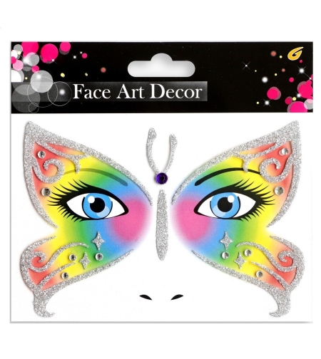 Sticker Temporar pentru Fata, Flippy, pentru Machiaj, Face Art, Halloween, Teatru, Model Fluture, Multicolor