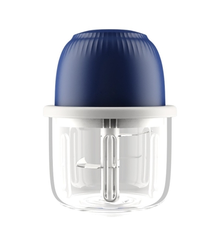 Tocator Electric pentru Bucatarie, Flippy, Model Presa Electrica pentru Legume Fructe Carne Umpluturi Sosuri, Otel Inoxidabil, 14 x 10.5 x 10.5 cm, 350 ml, Albastru Inchis