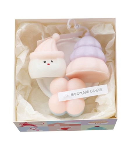 Lumanari Parfumate de Craciun, Flippy, Gift Box Set cu 3 Lumanari Aromaterapie, 11 x 11 x 7.5 cm, Roz