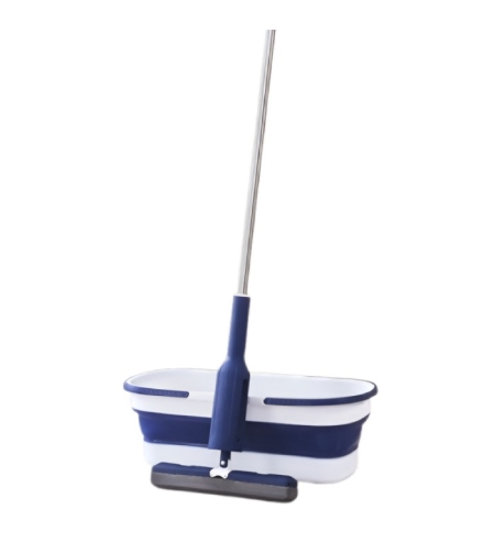 Set Mop Telescopic cu Galeata Pliabila, Flippy, Albastru, 32 cm, Maner Reglabil 140 cm, Sistem de Stoarcere Eficient