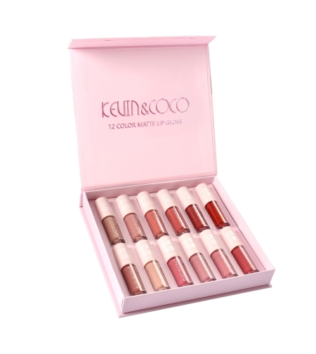 Set 12 rujuri mate, rezistente la transfer, Kevin&Coco, 1.85 ml, Cutie Roz